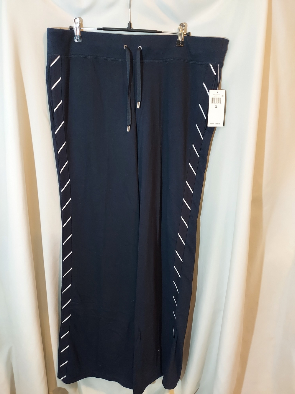Lauren Ralph Lauren Navy Blue Tuxedo Side Stripe Wide Leg Lounge Pants NWT XL